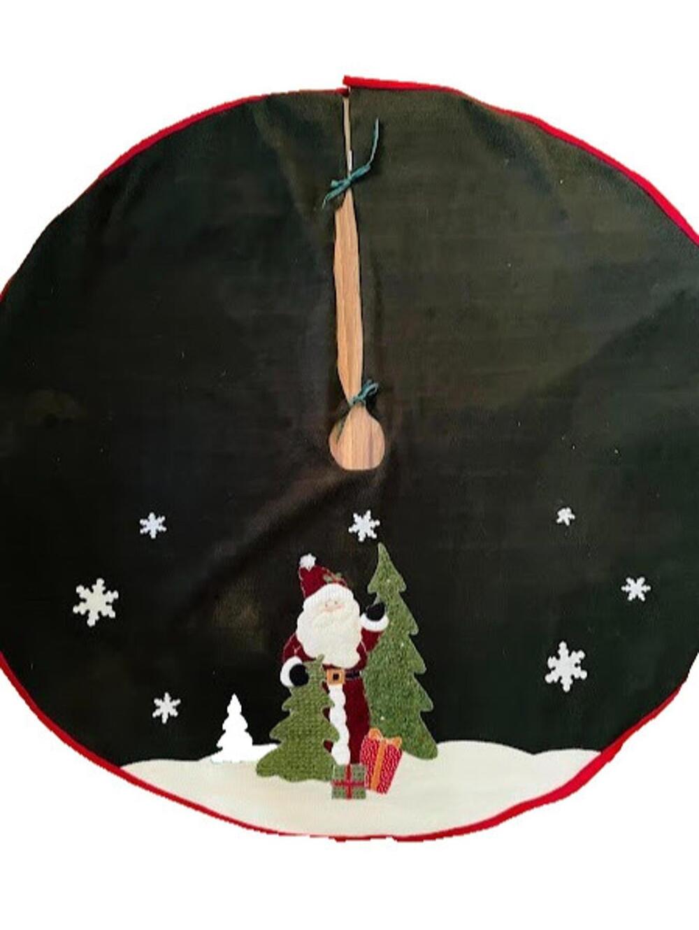 Christmas Tree Skirt with Santa and Snowflake Design